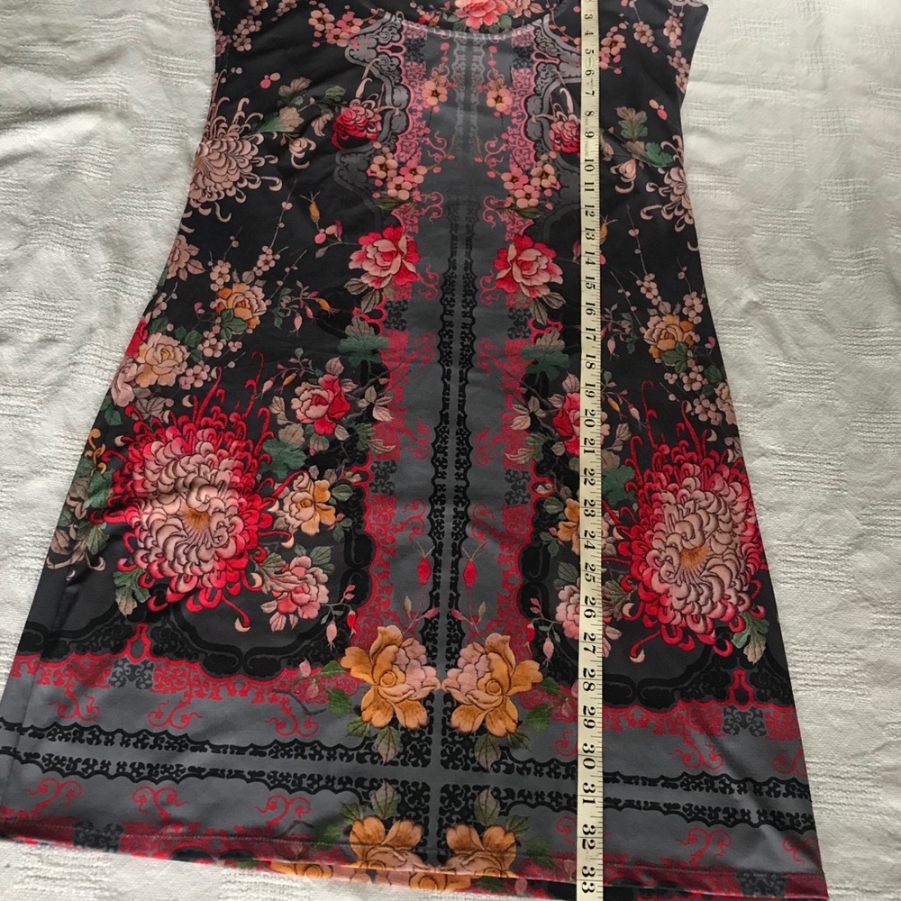 Johnny Was dress mini Anthro gray purple floral - Picture 4 of 10
